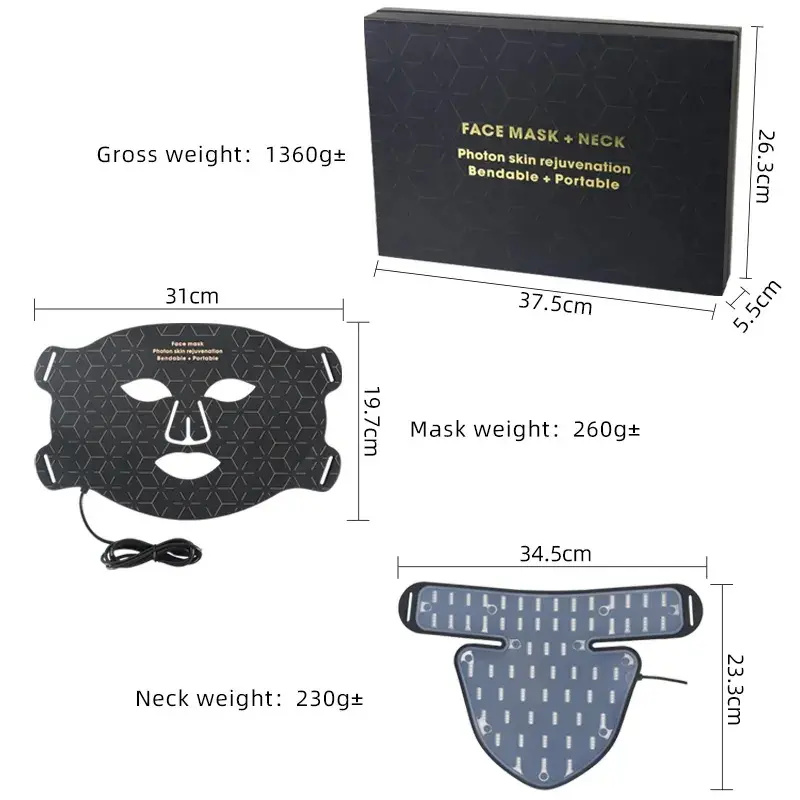 Red Light Therapy for Face, 3 Modes Portable Led Face Mask Light Therapy with Remote, Near-Infrared 850 Red Light Therapy Mask with Timing Function, Red Light Therapy at Home 180 LED Beads