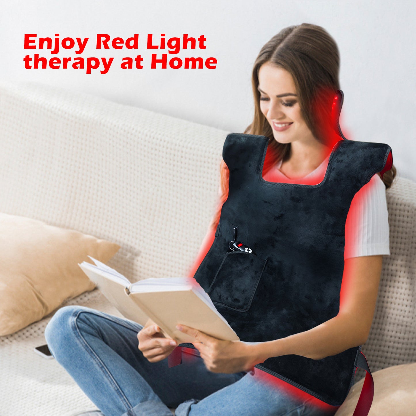 Red Light Therapy for Body, 3-in-1 Led Bead Infrared Light Therapy Pads for Back Shoulder Pain Relief, 660nm&850nm Wearable Wrap Light Therapy Device with Pulse
