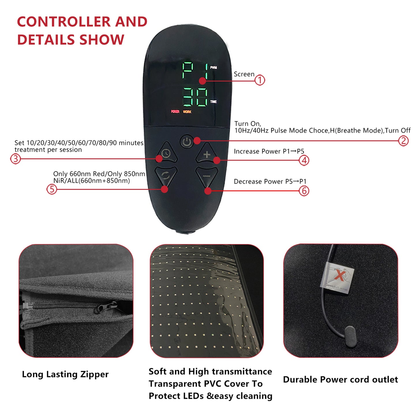 2025 New 3100pcs Dual Wavelength LED Beads 660nm&850nm Red Light Therapy Mat Full Body Used to Relieve Pain 71''x 69''
