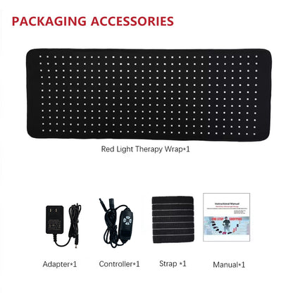 Red Light Therapy Pad Wearable 660nm & 850nm Infrared Light Therapy Mat Devices 31.5" x 11.8" Large Wrap Belt for Body Back Shoulders Waist Joint Muscle Pain Relief