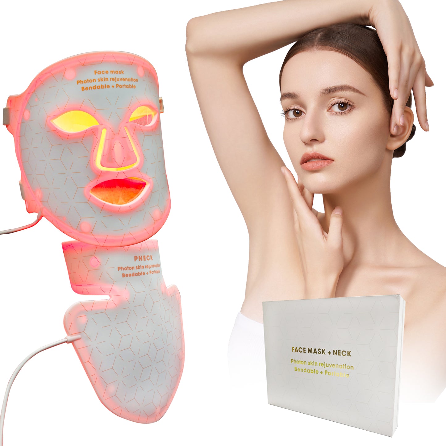 Red Light Therapy for Face, 3 Modes Portable Led Face Mask Light Therapy with Remote, Near-Infrared 850 Red Light Therapy Mask with Timing Function, Red Light Therapy at Home 180 LED Beads