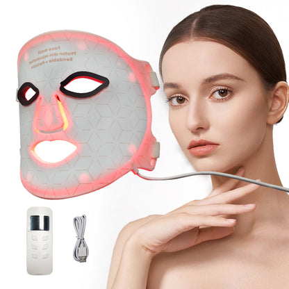 Red Light Therapy for Face, 3 Modes Portable Led Face Mask Light Therapy with Remote, Near-Infrared 850 Red Light Therapy Mask with Timing Function, Red Light Therapy at Home 180 LED Beads