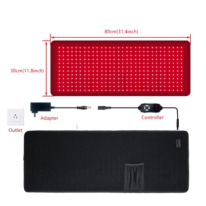 Red Light Therapy Pad Wearable 660nm & 850nm Infrared Light Therapy Mat Devices 31.5" x 11.8" Large Wrap Belt for Body Back Shoulders Waist Joint Muscle Pain Relief