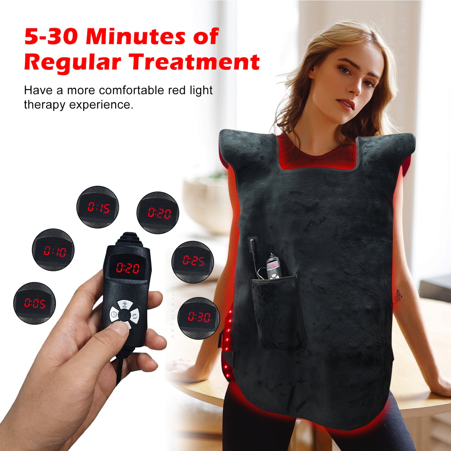 Red Light Therapy for Body, 3-in-1 Led Bead Infrared Light Therapy Pads for Back Shoulder Pain Relief, 660nm&850nm Wearable Wrap Light Therapy Device with Pulse